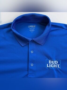 Bud Light Men's Blue Polo Shirt - Short Sleeve Performance Polo